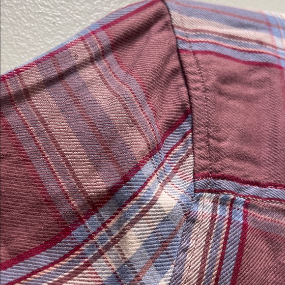 Lightweight Flannel Top - Wine/Burgundy, White, and Periwinkle/Purplish-Blue - Picture 14 of 17